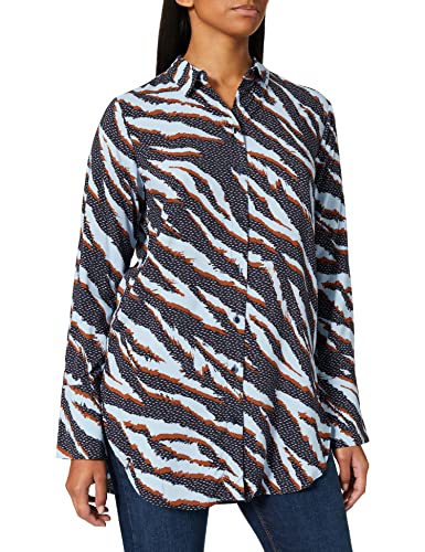 Taifun Damen Longbluse mit Animal-Print Eco-Vero Langarm, Manschetten Animal-Print Obsidian Gemustert 36 von Taifun
