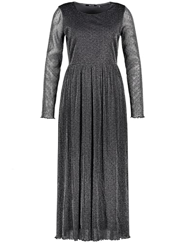 Taifun Damen Midikleid mit Glitzer-Effekt und Dots Langarm unifarben wadenlang Shadow 38 von Taifun