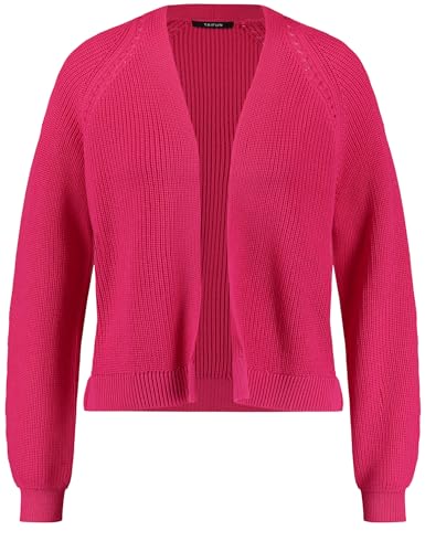 Taifun Damen Offene Strickjacke aus Baumwolle Raglanarm, Langarm unifarben Luminous Pink 40 von Taifun