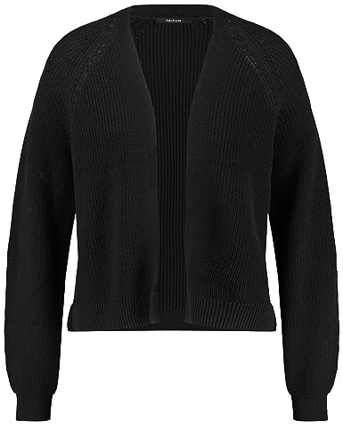 Taifun Damen Offene Strickjacke aus Baumwolle Raglanarm, Langarm unifarben Schwarz 42 von Taifun