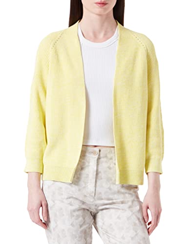 Taifun Damen Offene Strickjacke mit 3/4 Arm 3/4 Arm, Ärmelbündchen Melange Vibrant Lime Gemustert 34 von Taifun