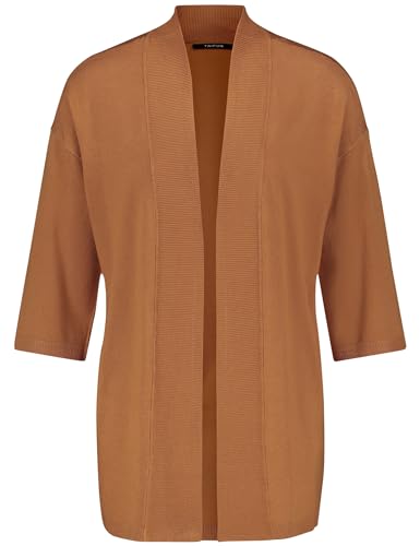 Taifun Damen Offene Strickjacke mit 3/4 Arm 3/4 Arm, überschnittene Schultern unifarben Golden Brown 36 von Taifun