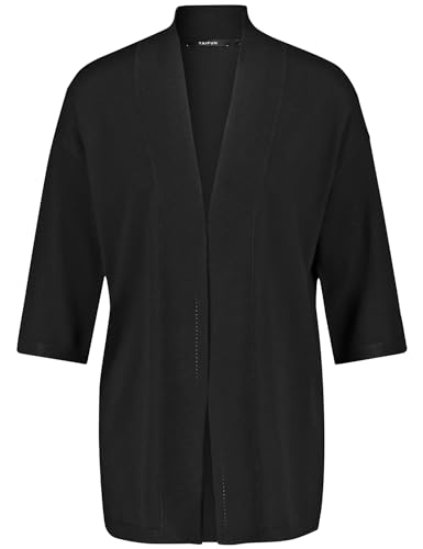 Taifun Damen Offene Strickjacke mit 3/4 Arm 3/4 Arm, überschnittene Schultern unifarben Schwarz 38 von Taifun