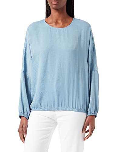 Taifun Damen Oversize-Bluse aus recyceltem Polyester weiter Arm, Fledermausärmel, überschnittene Schultern, elastischer Ärmelsaum, Langarm unifarben Atlantic Mist 38 von Taifun