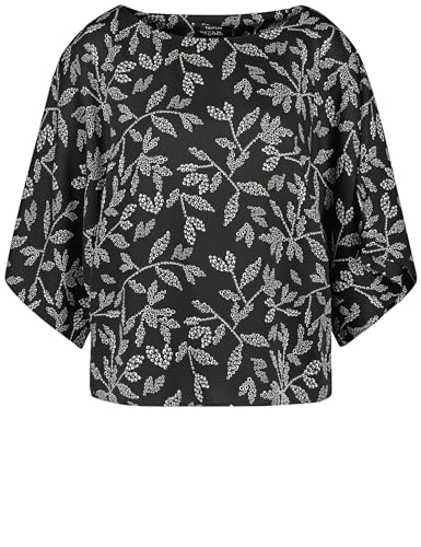 Taifun Damen Oversized Bluse mit weitem Arm weiter Arm, Kimonoärmel, halber Arm floral Schwarz Gemustert 44 von Taifun