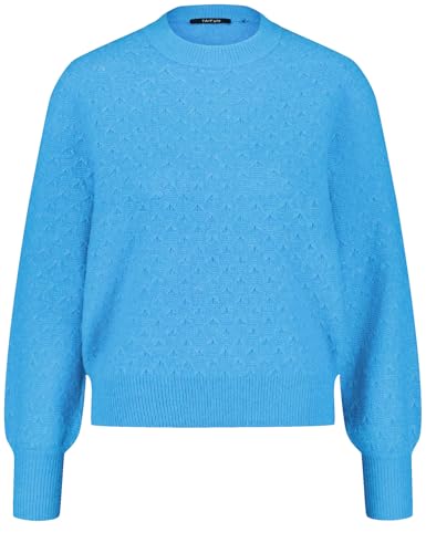 Taifun Damen Pullover aus Struktur-Strick Ballonärmel, Langarm, Strickbündchen unifarben New Peacock Melange 44 von Taifun