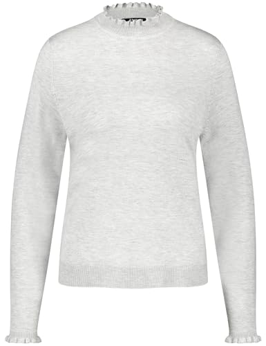 Taifun Damen Pullover mit Rüschenkanten Langarm unifarben Silver Shine Melange 40 von Taifun