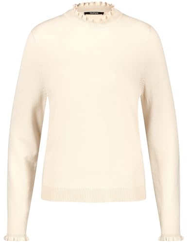 Taifun Damen Pullover mit Rüschenkanten Langarm unifarben Champagne 42 von Taifun