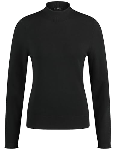 Taifun Damen Pullover mit Turtleneck Langarm, Ärmelbündchen unifarben Schwarz 36 von Taifun