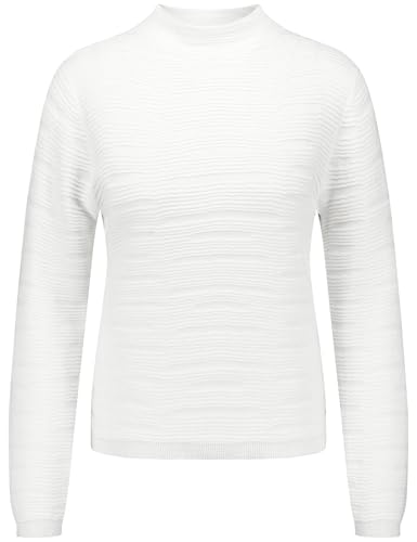 Taifun Damen Pullover mit Wellen-Struktur Langarm unifarben Offwhite 46 von Taifun