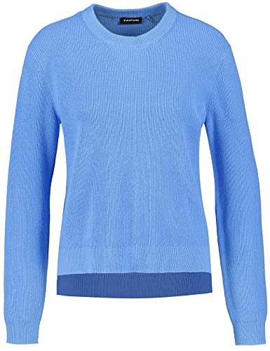 Taifun Damen Pullover mit verlängertem Rücken Ärmelbündchen, Langarm unifarben Clear Sky 40 von Taifun