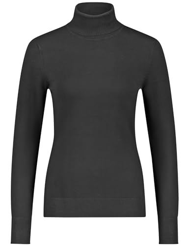 Taifun Damen Rollkragenpullover aus Feinstrick Langarm, Ärmelbündchen unifarben, Melange Schwarz 34 von Taifun