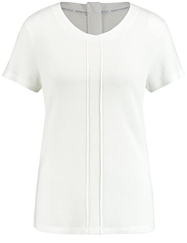 Taifun Damen Shirt aus Struktur-Jersey Kurzarm unifarben Offwhite S von Taifun