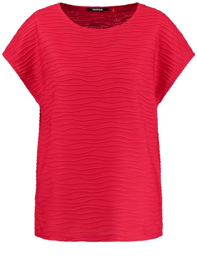 Taifun Damen Shirt aus Struktur-Jersey überschnittene Schultern, Kurzarm unifarben Digital Red 46 von Taifun