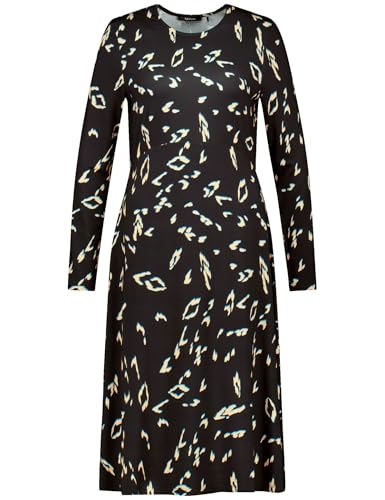 Taifun Damen Shirtkleid mit langem Arm Langarm Gemustert kniebedeckend Schwarz Gemustert 40 von Taifun