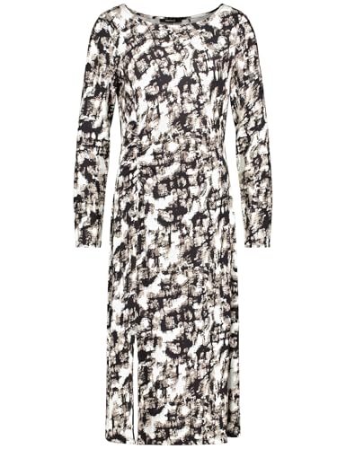 Taifun Damen Shirtkleid mit seitlichem Raff-Detail Langarm Gemustert kniebedeckend, wadenlang Offwhite Gemustert 42 von Taifun