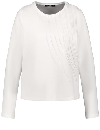 Taifun Damen Softes Sweatshirt mit Glitzer-Stickerei Langarm unifarben Offwhite 38 von Taifun