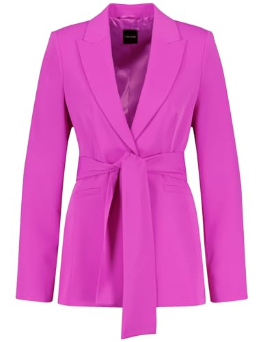 Taifun Damen Stretch-Blazer mit Bindegürtel Langarm, geknöpfte Armschlitze unifarben Fuchsia 38 von Taifun