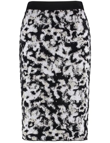 Taifun Damen Strickrock mit zweifarbigem Jacquardmuster Gemustert kniebedeckend Offwhite Gemustert 36 von Taifun