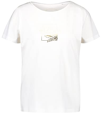 Taifun Damen T-Shirt mit Front- und Rücken-Print Kurzarm Frontprint, unifarben White Gemustert 46 von Taifun