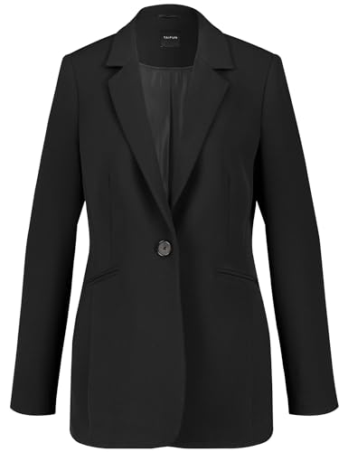 Taifun Damen Taillierter Blazer aus feiner Stretch-Qualität Langarm, geknöpfte Armschlitze unifarben Schwarz 42 von Taifun