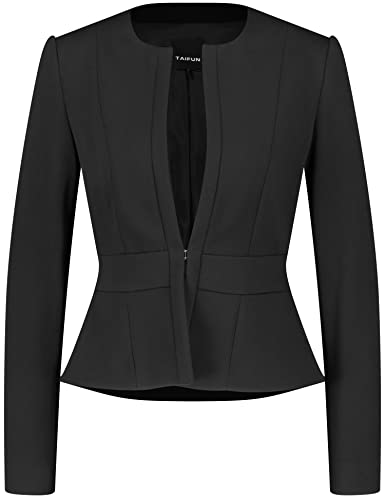 Taifun Damen Klassischer Blazer aus knitterarmer Qualität Langarm, mit Schlitz unifarben Schwarz 44 von Taifun