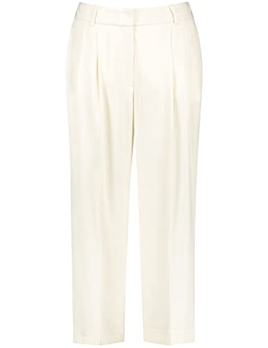 TAIFUN Damen Weite 3/4 Hose Culotte Hose Tuch/Kombi verkürzt 3/4 Hose unifarben 3/4 Länge Light Creme 40 von Taifun