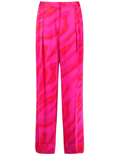 Taifun Damen Palazzohose aus edlem Satin Animal-Print reguläre Länge Magenta Gemustert 40 von Taifun