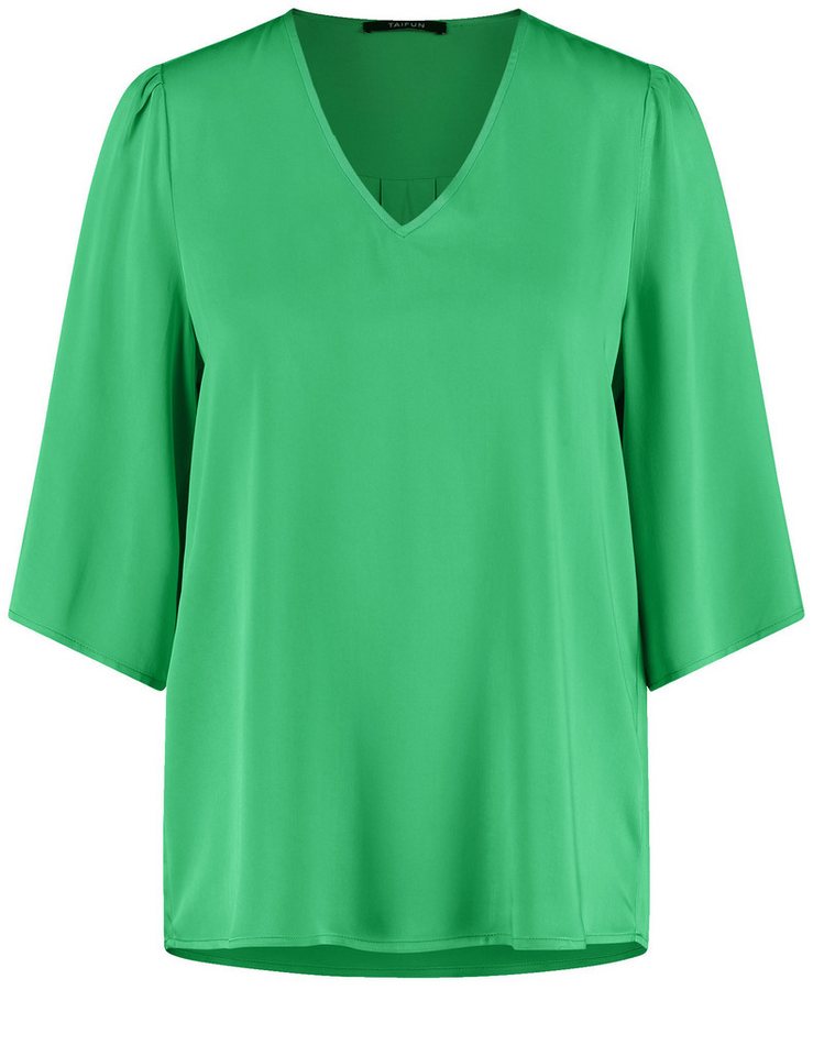 Taifun Kurzarmbluse - Unifarbene Damenbluse mit Kräuseldetails von Taifun