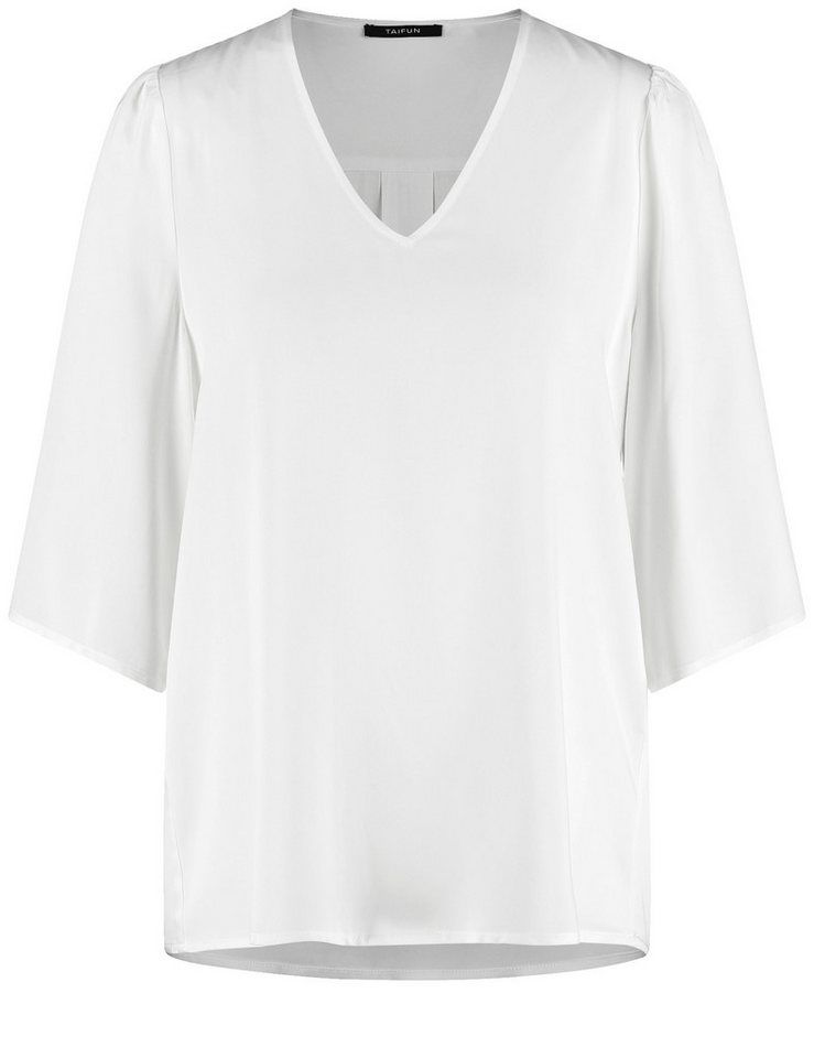 Taifun Kurzarmbluse - Unifarbene Damenbluse mit Kräuseldetails von Taifun