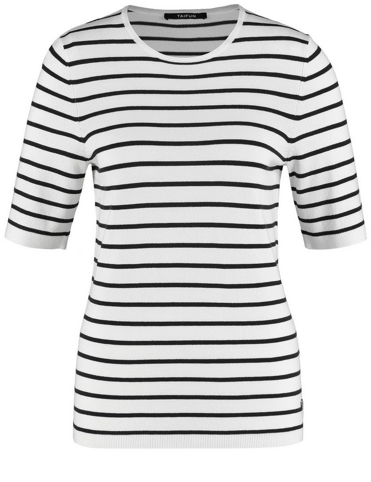 Taifun Strickpullover – gestreiftes Basic Kurzarmshirt mit Rundhalsausschnitt von Taifun
