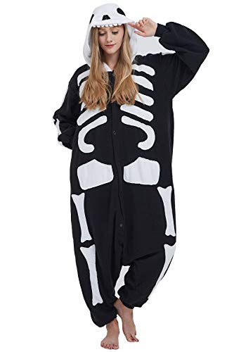 Pyjama Tier Cosplay Skelett Cartoonstil Animal Kigurumi Plüsch für Erwachsene Unisex von Taigood