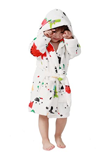 Taigood Kinder Bademantel Jungen Mädchen Hoodie Roben Kleinkind Weiche Pyjamas Nachtwäsche Dinosaurier Muster von Taigood