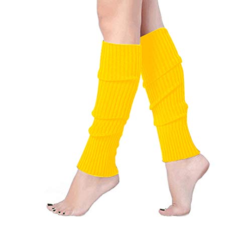 Taigood Damen Beinwärmer Stulpen Legwarmers gestrickte Strümpfe 80er Jahre 1980er Jahre Gelb One size von Taigood