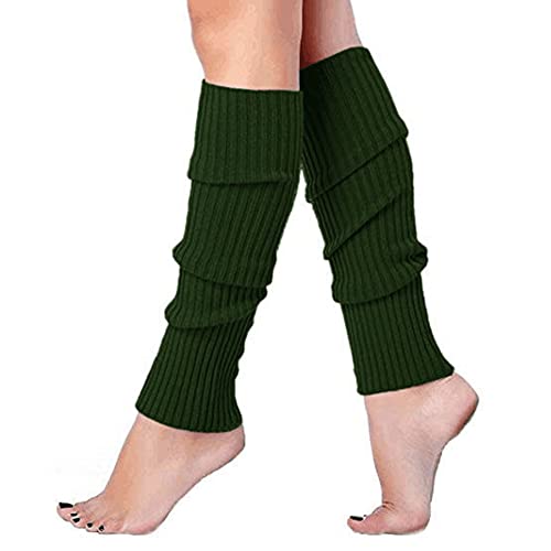 Taigood Damen Beinwärmer Stulpen Legwarmers gestrickte Strümpfe 80er Jahre 1980er Jahre dunkelgrün One size von Taigood
