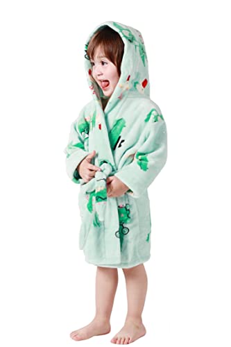 Taigood Kinder Bademantel Jungen Mädchen Hoodie Roben Kleinkind weichen Pyjamas Nachtwäsche- Gr. 4-5 Jahre, Grünes Krokodil von Taigood