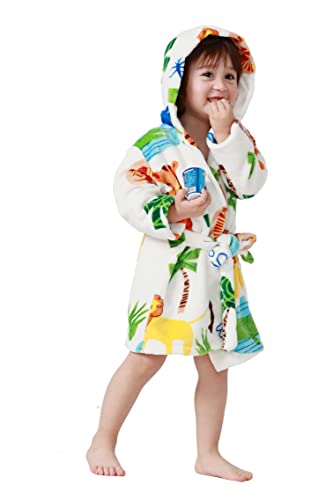 Taigood Kinder Bademantel Jungen Mädchen Hoodie Roben Kleinkind weichen Pyjamas Nachtwäsche- Gr. 5-6 Jahre, Zoo von Taigood