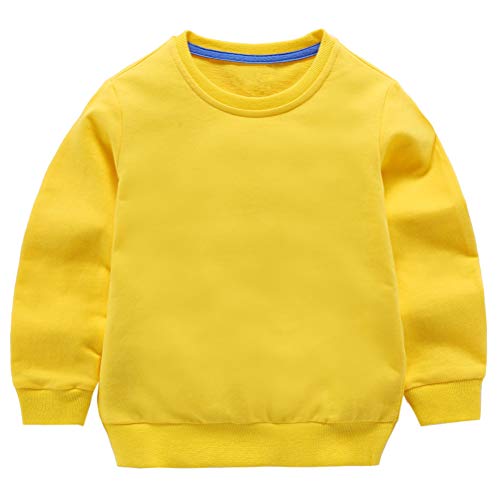 Taigood Kinder Pullover für Jungen Baumwolle Sweatshirt Langarm T Shirts Pullover Herbst Winter Alter 1-7 Jahre Gelb 110cm/3-4Jahre von Taigood
