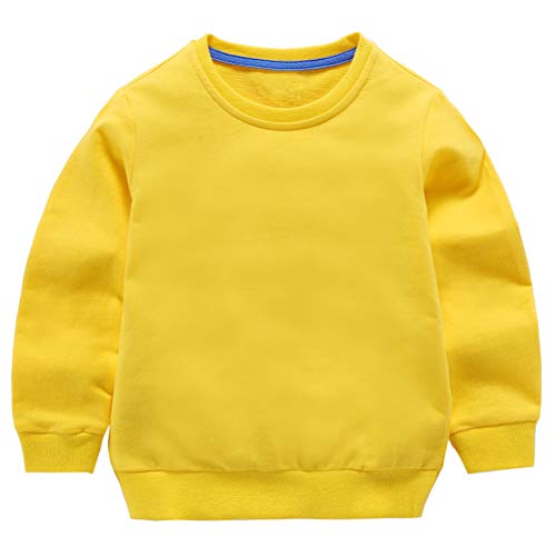 Taigood Kinder Pullover für Jungen Baumwolle Sweatshirt Langarm T Shirts Pullover Herbst Winter Alter 1-7 Jahre Gelb 90cm/12-18Monate von Taigood