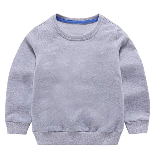 Taigood Kinder Pullover für Jungen Baumwolle Sweatshirt Langarm T Shirts Pullover Herbst Winter Alter 1-7 Jahre Grau 90cm/12-18Monate von Taigood