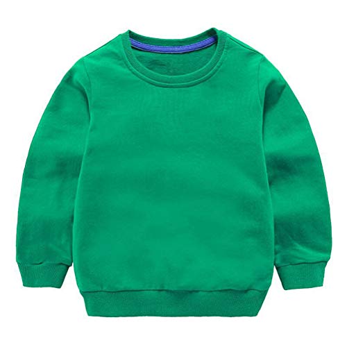 Taigood Kinder Pullover für Jungen Baumwolle Sweatshirt Langarm T Shirts Pullover Herbst Winter Alter 1-7 Jahre Grün 110cm/3-4Jahre von Taigood