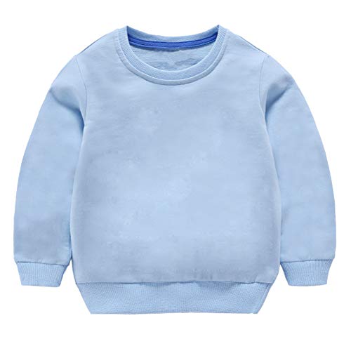 Taigood Kinder Pullover für Jungen Baumwolle Sweatshirt Langarm T Shirts Pullover Herbst Winter Alter 1-7 Jahre Hellblau 110cm/3-4Jahre von Taigood