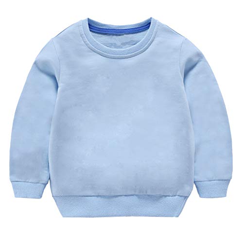 Taigood Kinder Pullover für Jungen Baumwolle Sweatshirt Langarm T Shirts Pullover Herbst Winter Alter 1-7 Jahre Hellblau 120cm/4-5Jahre von Taigood