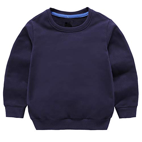 Taigood Kinder Pullover für Jungen Baumwolle Sweatshirt Langarm T Shirts Pullover Herbst Winter Alter 1-7 Jahre Navy blau 100cm/2-3Jahre von Taigood