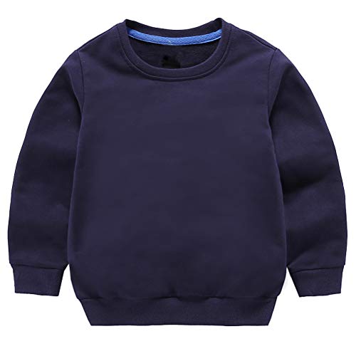 Taigood Kinder Pullover für Jungen Baumwolle Sweatshirt Langarm T Shirts Pullover Herbst Winter Alter 1-7 Jahre Navy blau 130cm/5-6Jahre von Taigood