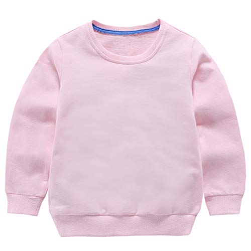 Taigood Kinder Pullover für Jungen Baumwolle Sweatshirt Langarm T Shirts Pullover Herbst Winter Alter 1-7 Jahre Rosa 100cm/2-3Jahre von Taigood