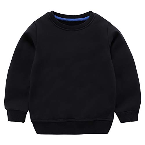 Taigood Kinder Pullover für Jungen Baumwolle Sweatshirt Langarm T Shirts Pullover Herbst Winter Alter 1-7 Jahre Schwarz 140cm/6-7Jahre von Taigood