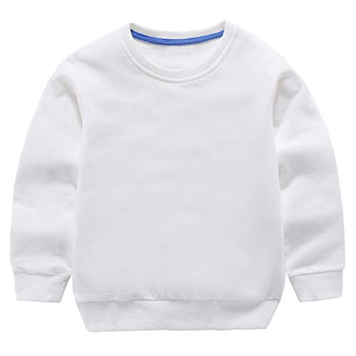 Taigood Kinder Pullover für Jungen Baumwolle Sweatshirt Langarm T Shirts Pullover Herbst Winter Alter 1-7 Jahre Weiß 100cm/2-3Jahre von Taigood