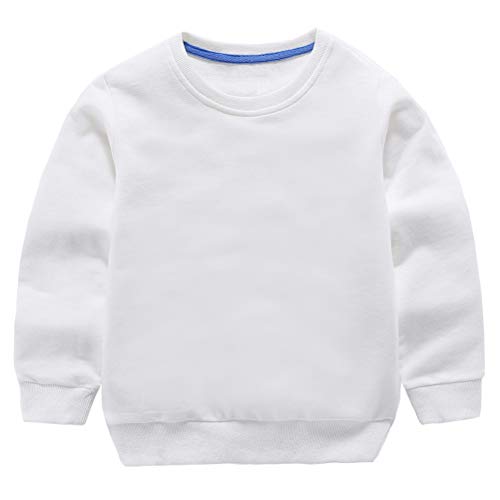 Taigood Kinder Pullover für Jungen Baumwolle Sweatshirt Langarm T Shirts Pullover Herbst Winter Alter 1-7 Jahre Weiß 120cm/4-5Jahre von Taigood