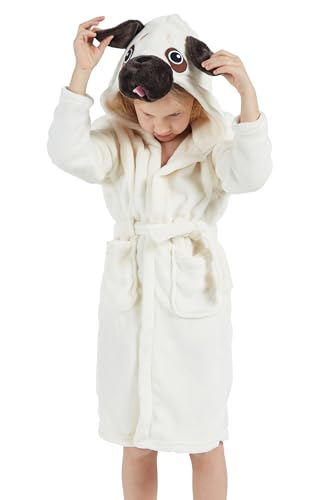 Taigood Mädchen Bademantel Weiche Fleece Robe mit Taschen, Niedlichen Cartoon-Muster Stil, Hund von Taigood